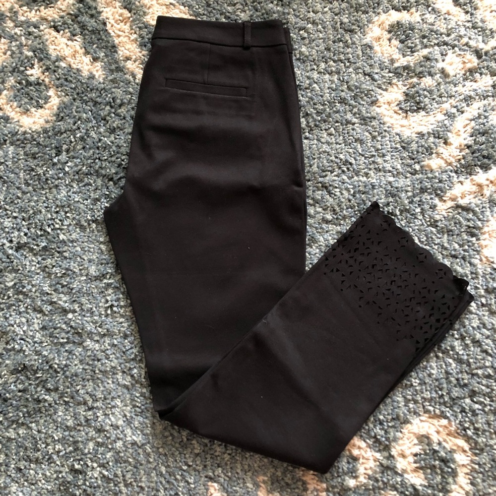 Ryan Fit Black Pants with Flower Design